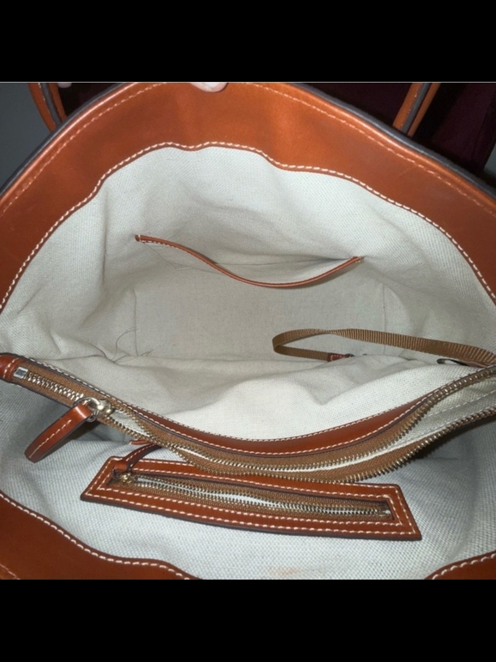 Dooney & Bourke Gray Pebble Leather Satchel with Tan Trim - Picture 10 of 15